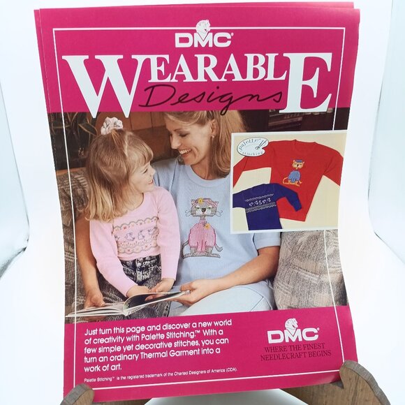 Vintage DMC Craft Pattern, Wearable Designs on Thermal, Palette Stitching - Picture 1 of 1
